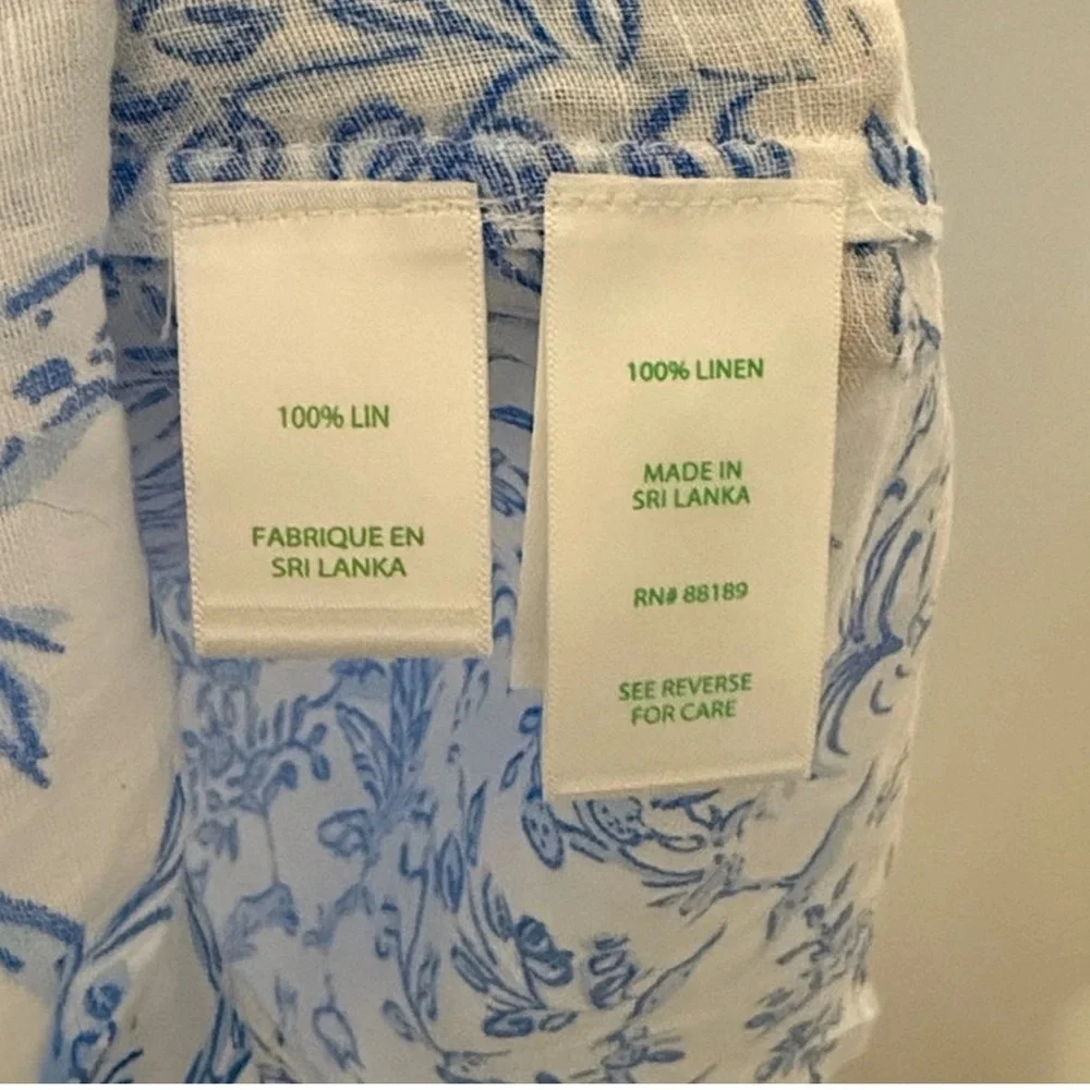 NWT Lilly pulitzer Men’s Addison shirt button down 100% Linen Resort white XL - Picture 7 of 9